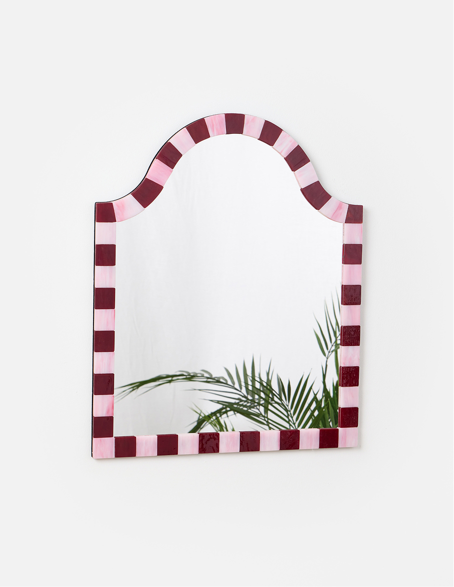 Alyssa Red & Pink Glass Angular Wall Mirror